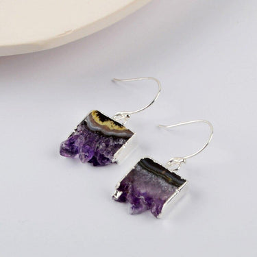 Amethyst Slice Druzy Earrings-Your Soul Place